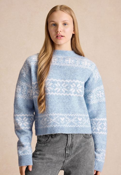 Older Girls Blue Snowflake Fairisle Jumper