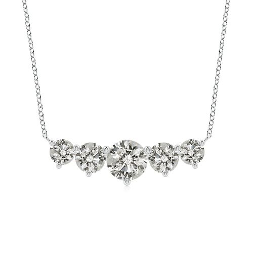 Angara 2.0 Carats Graduated Five Stone Round Diamond Necklace in 14K White Gold