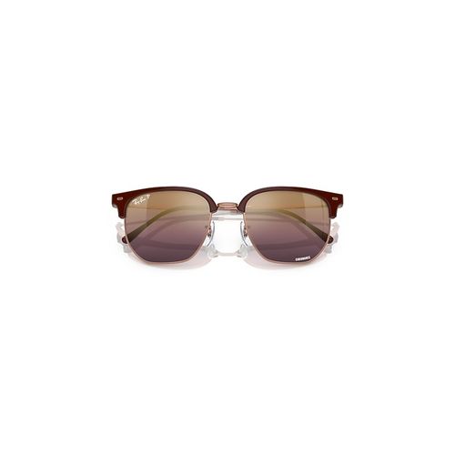 Ray-Ban New Clubmaster Polarized+ Lenses Sunglasses Rose Gold Frame Red Lenses Polarized