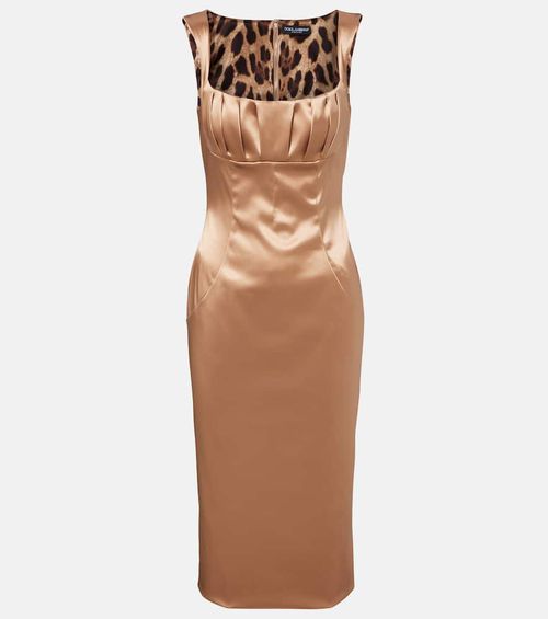 Pleated satin midi dress