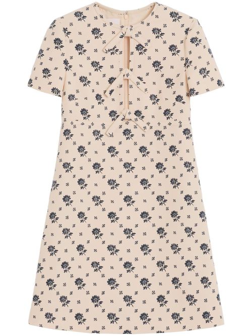 Floral-print mini dress - Neutrals