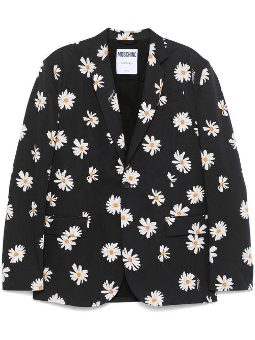 Floral-print blazer - Black