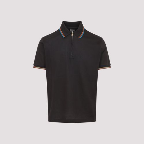 Cotton Stripe Trim Polo Shirt