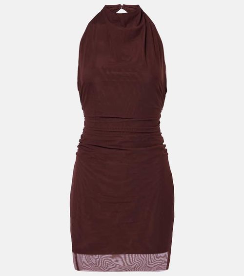 Draped gathered jersey minidress