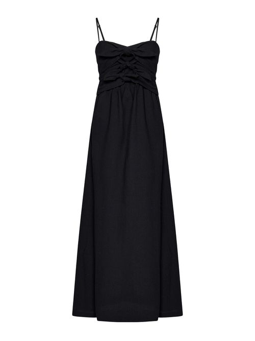 M. S.G. M. Long Black Textured Stretch Cotton Dress