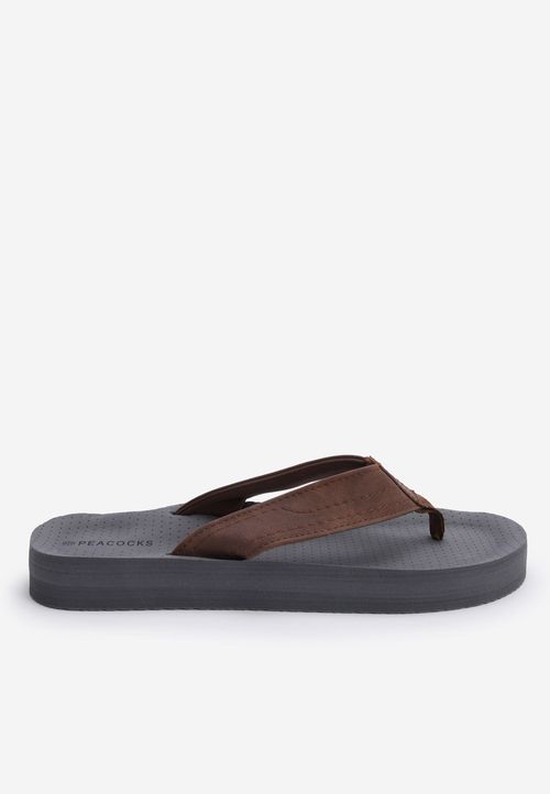 Mens Brown Plain Toepost Sandals