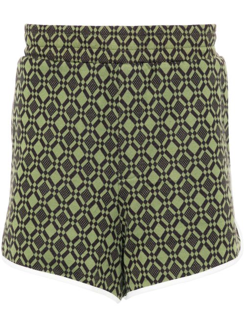 Geometric-patterned jersey shorts - Green