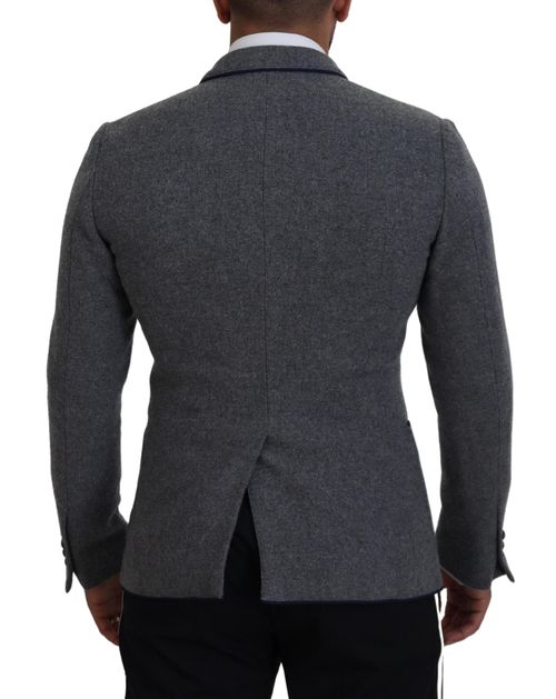 Wool Floral Embroidered Blazer — Gray