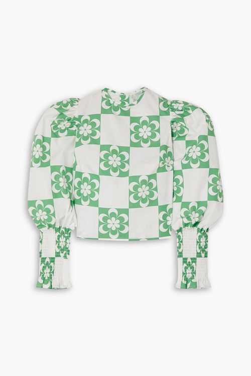 Alberta floral-print cotton-poplin top