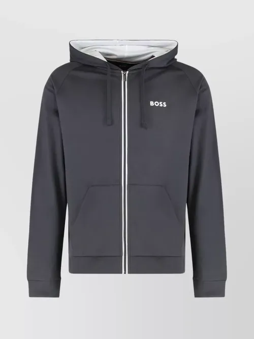 Boss - cotton terry hooded zip sweatshirt