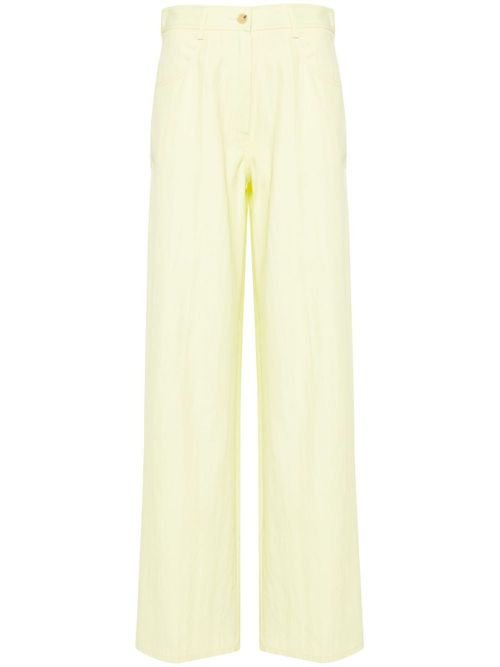 High-waist straight-leg trousers - Green