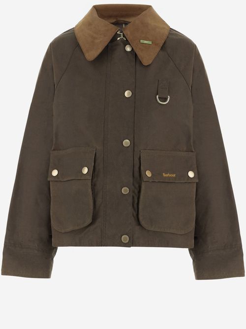 Waxed Cotton with Contrast Collar Jacket — Green