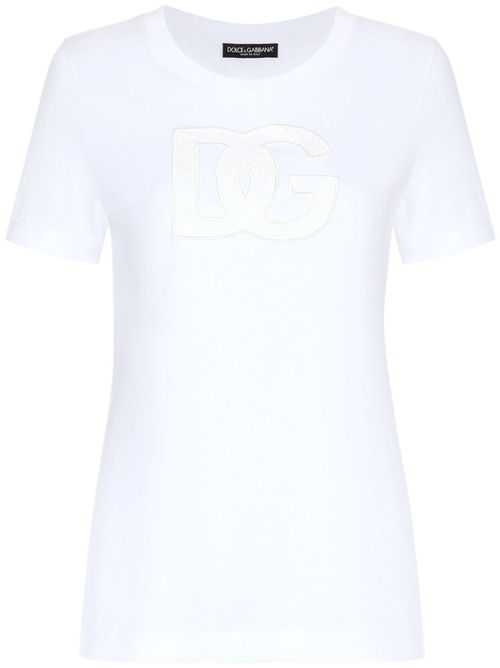 Logo-patch cotton T-shirt - White