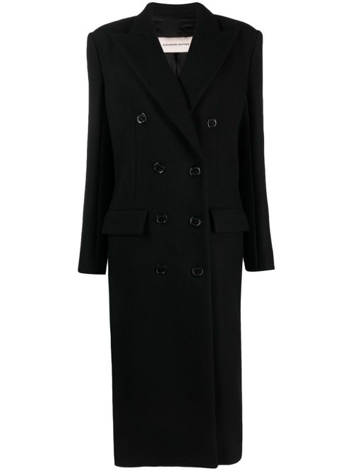 Double-breasted long-length coat - Black