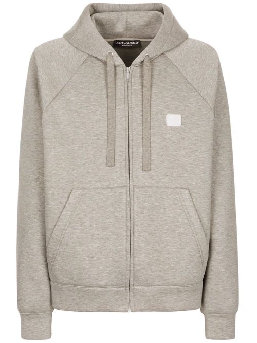 Logo-appliqué zip-up hoodie - Grey