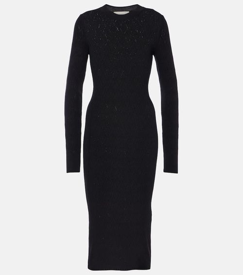 Knitted cotton and wool midi dress