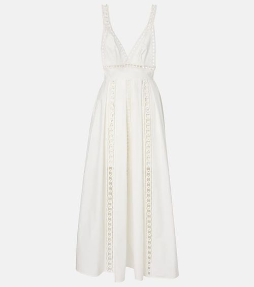 Embroidered cotton-blend midi dress