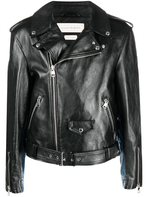 Panelled biker jacket - Black