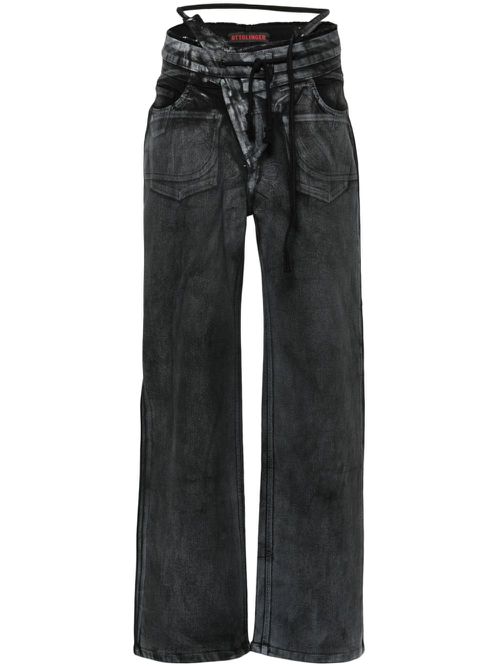 High-waist wide-leg trousers - Black