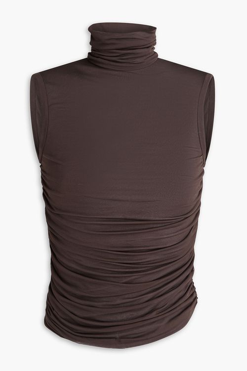 Ruched jersey turtleneck top - Brown - IT 48
