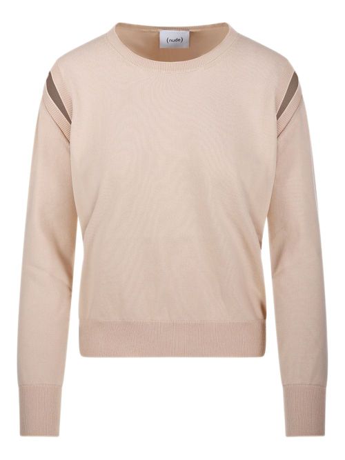 Nude striped-detail sweater - Neutrals