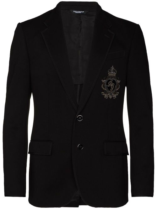 Logo patch jersey blazer - Blue