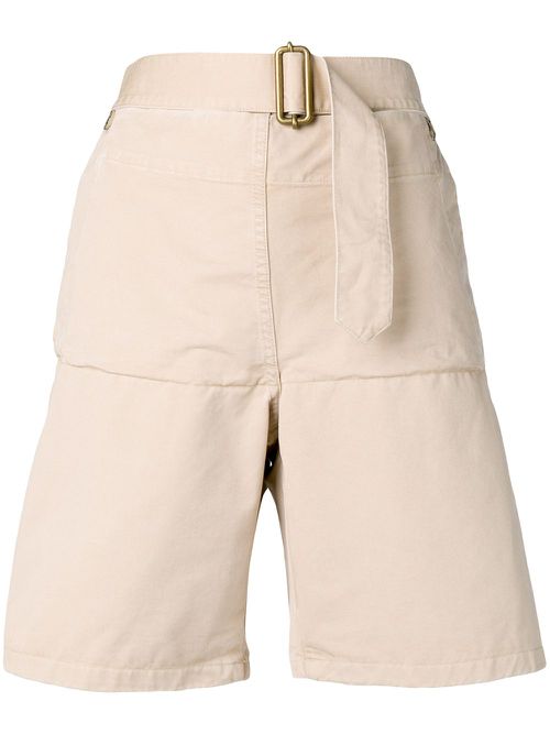 Fold front utility shorts - Brown