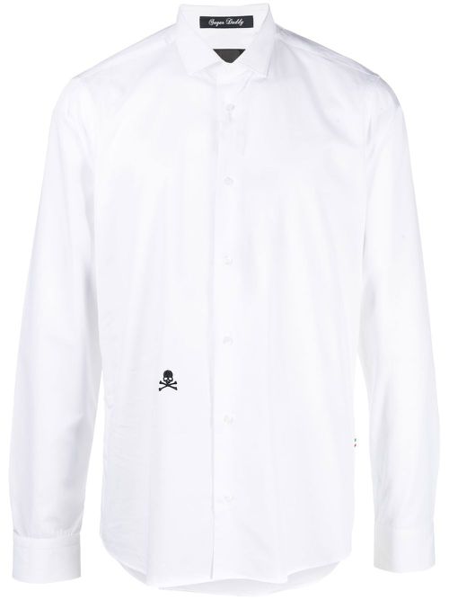 Embroidered skull cotton shirt - White