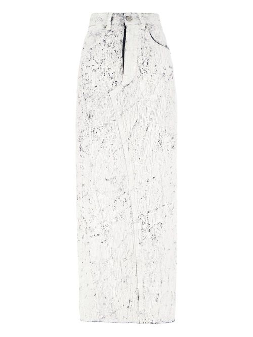 MM6 Maison Margiela coated-finish midi skirt - White