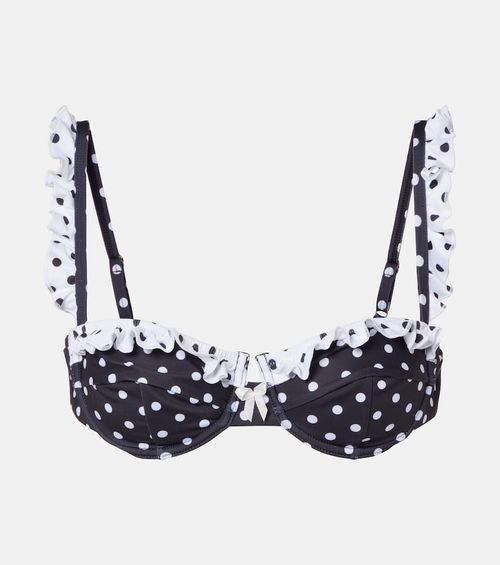Angela polka-dot ruffled bikini top