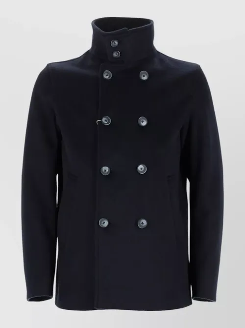 Herno - double breasted coat high collar pocket