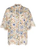 Junie embroidered floral-print shirt - Neutrals