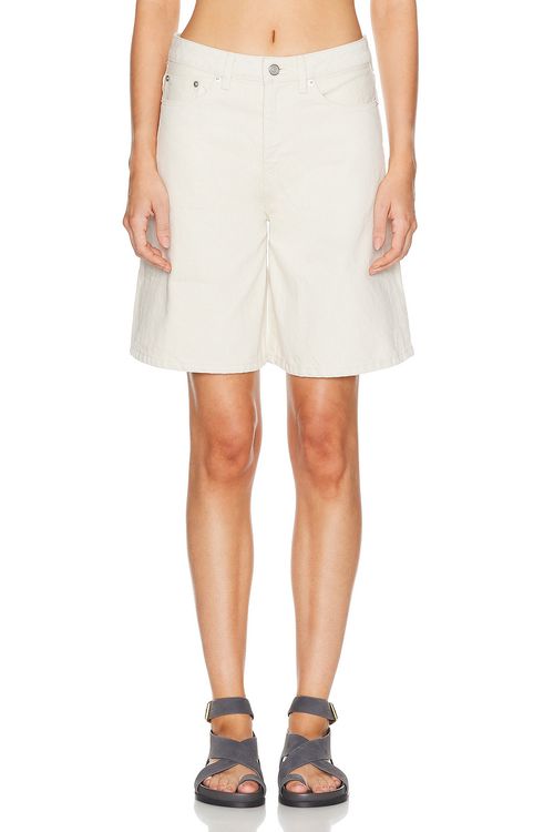 JOHN ELLIOTT Bermuda Denim Short in Organic - Ivory.  30 also in 24, 25