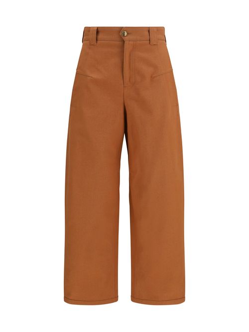 Cotton Canvas Barrel-Leg Trousers — Orange