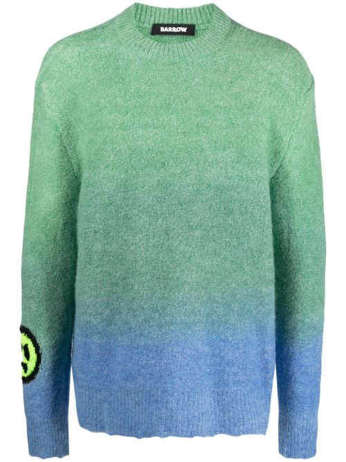 Intarsia-knit logo gradient-effect jumper - Green