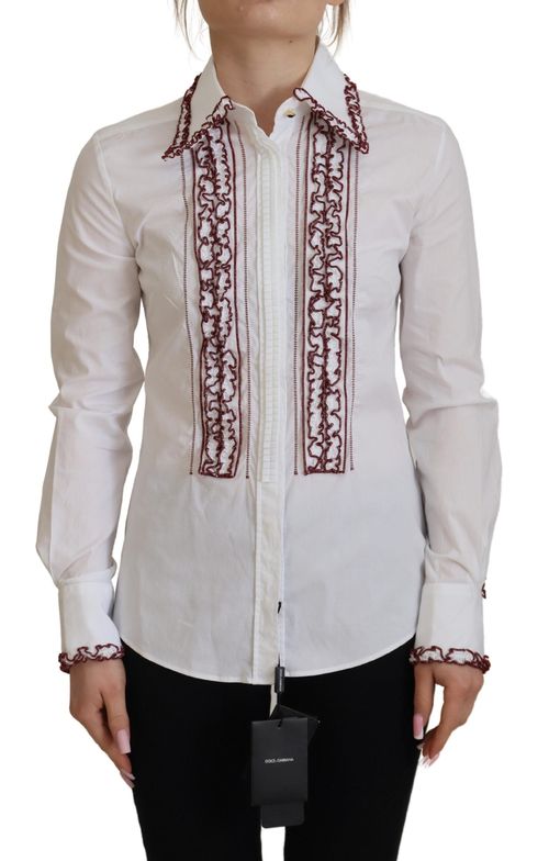 Lace-Trimmed Cotton Blouse — White