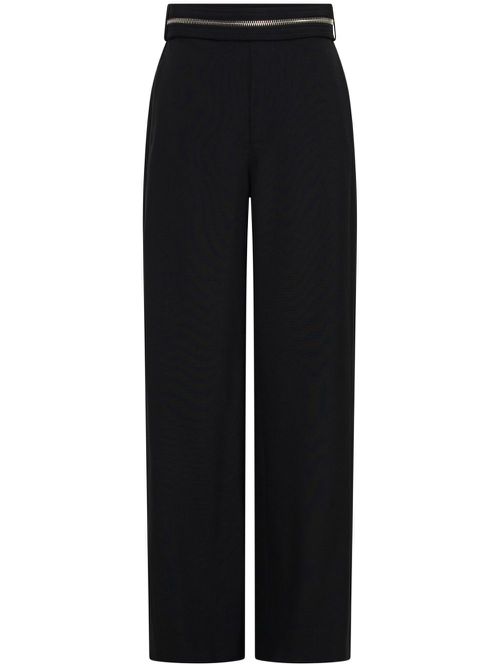 Zipped wool straight-leg trousers - Black