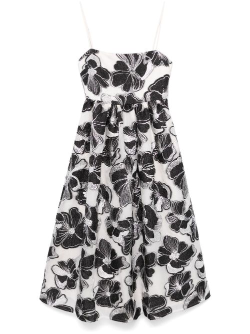 Anemone-jacquard voluminous midi dress - White