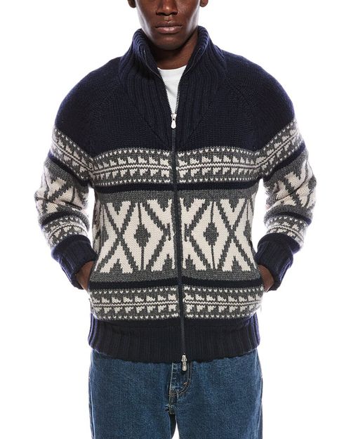 Cable Cashmere Funnel Neck Cardigan
