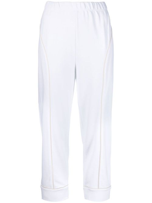 Elasticated-waist zip-up track pants - White