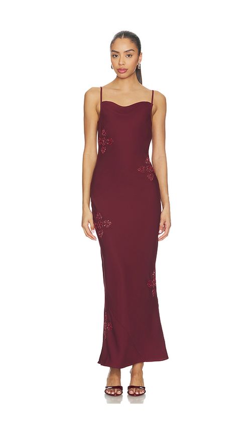 ASTA RESORT Freja Hand Beaded Dress in Burgundy. M. Also in L