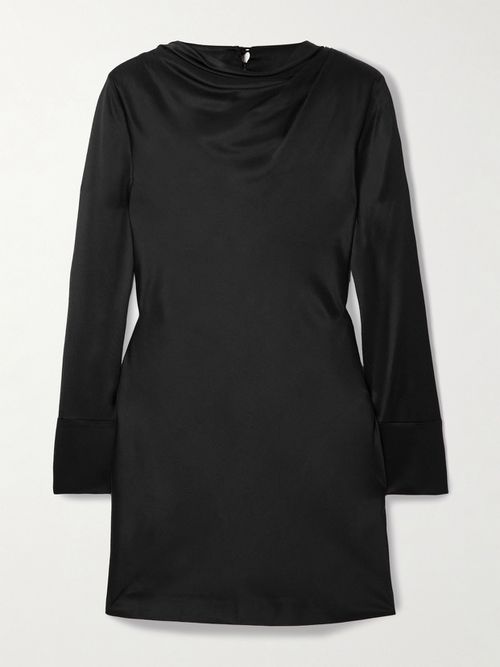 Amal Draped Silk-blend Satin Mini Dress - Black