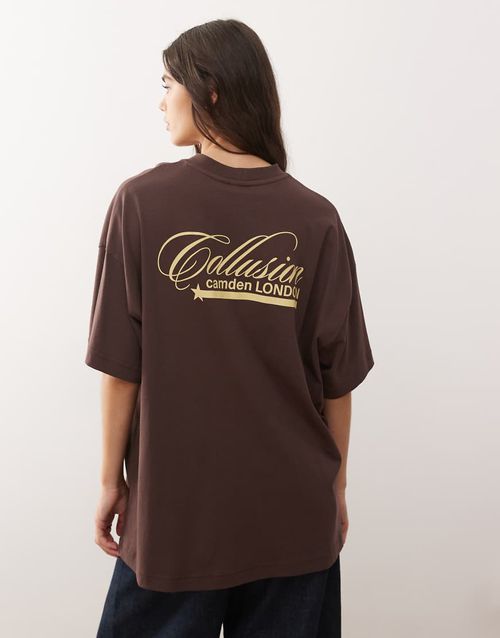 Branded back graphic t-shirt in brown