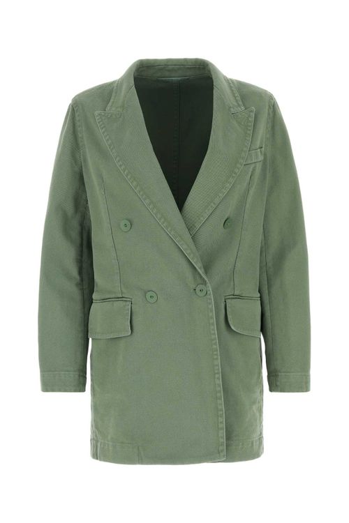 Cotton Double-Breasted Blazer — Green