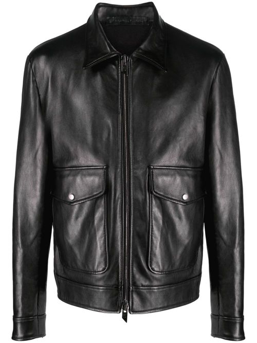 Leather zip-up jacket - Black