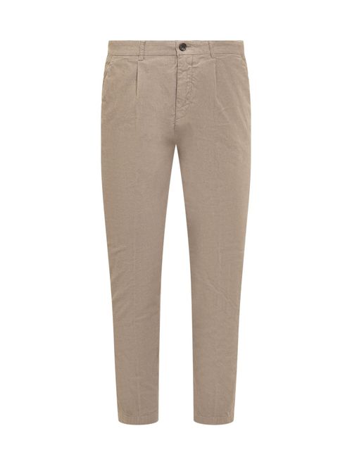 Beige Pleated Chino Pants