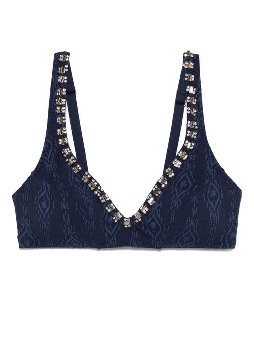 Embossed triangle bikini top - Blue
