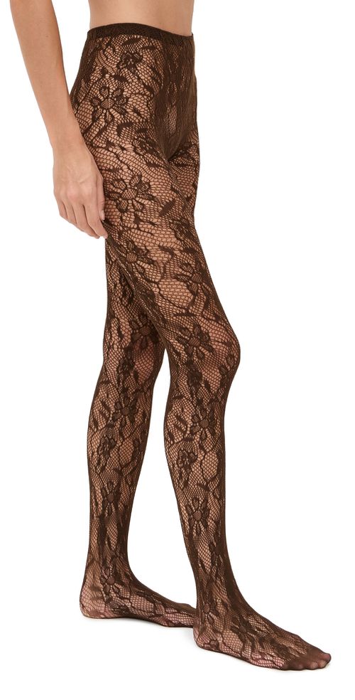 Aria Mesh Tights Brown One Size