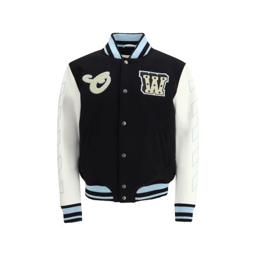 Wool Varsity Bomber Jacket — Black