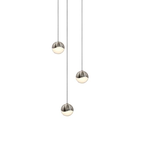 Grapes 7" 3-Light LED Pendant in Satin Nicke